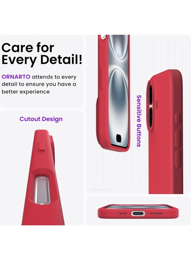 ACLIX Silicone Case Compatible with iPhone 17, Slim Liquid Silicone Phone Case with 3-Layer Soft Rubber Shockproof Bumper with TPU Lining (Red) - Image 3