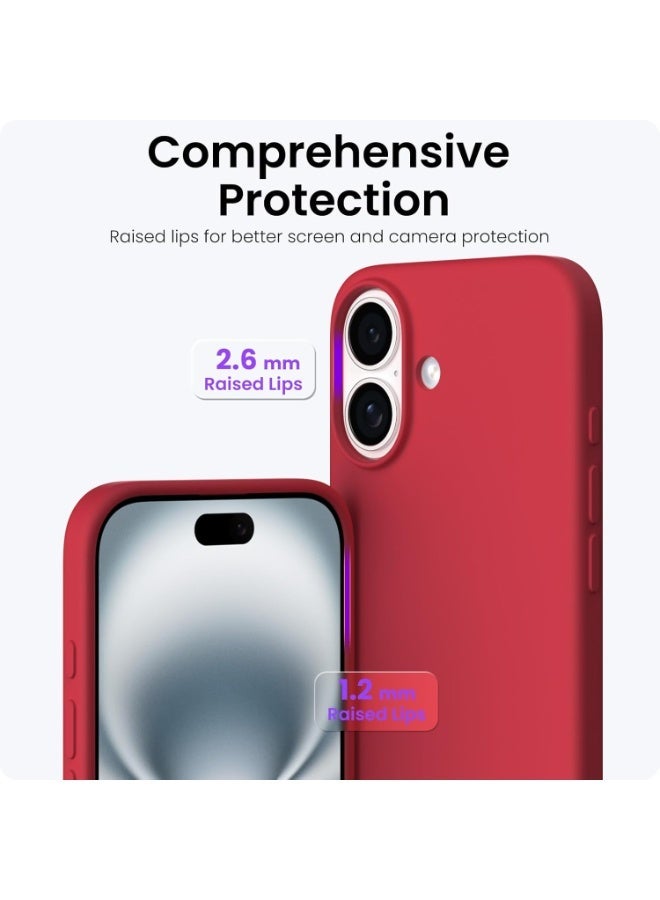 أكاليكس جراب سيليكون متوافق مع iPhone 17، جراب هاتف سيليكون سائل رفيع مع مصد مطاطي ناعم مقاوم للصدمات مكون من 3 طبقات مع بطانة من مادة TPU (أحمر) - Image 5