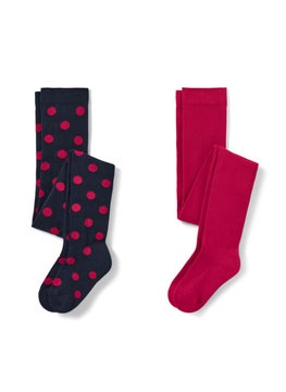 Tchibo Toddlers Girl 2 Pack Textured Tights, Navy  - Image 2