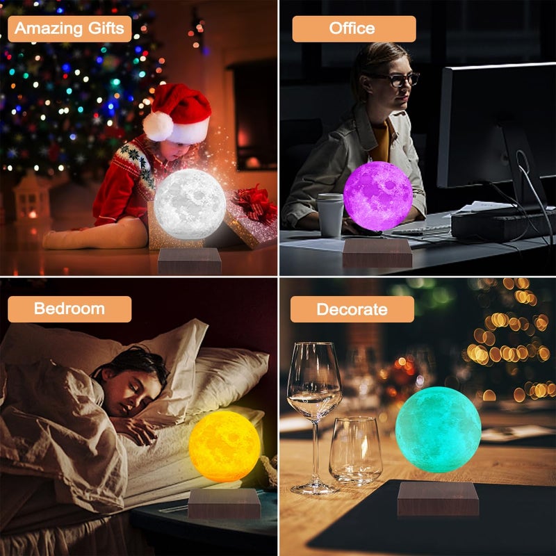 VGAzer Moon Lamp 3D Printing Magnetic Levitating Moon Light Lamps for Home,Office Decor,Holiday-6 Inch,16 Colors Modes - Image 2