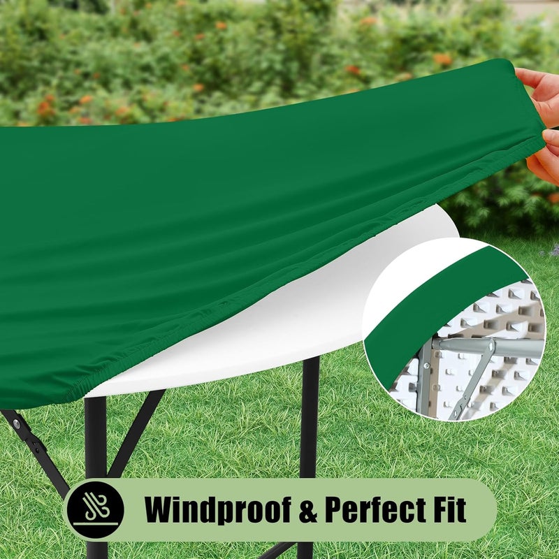 misaya 2 Packs Round Spandex Tablecloths, Stretch Elastic Tablecloth Cover Fitted for 36"-44" Round Tables, Waterproof Polyester Washable Table Cloth for Dining, Outdoor and Indoor, Emerald Green - Image 4
