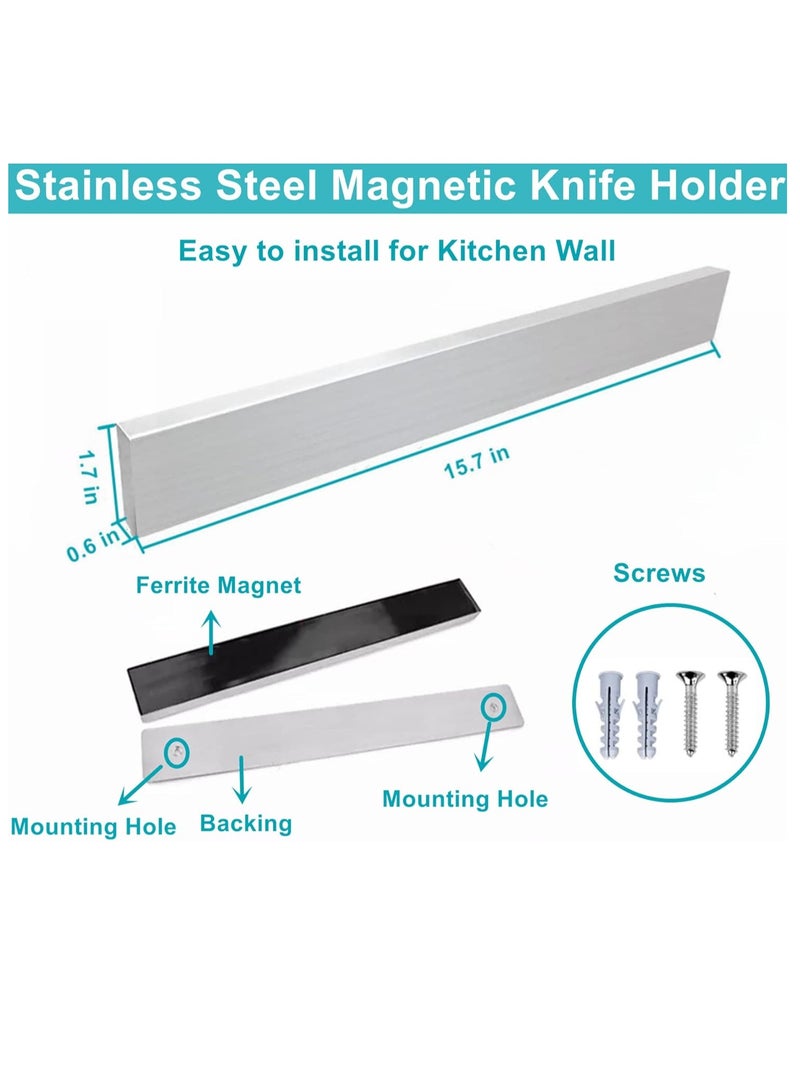 KASTWAVE 16 Inch Magnetic Knife Holder for Wall, Knife Magnetic Strip No Drilling, Refrigerator Knife Magnet Bar, Strong Knife Magnet&Knife Rack for Kitchen Utensil Organizer, Wall Mount Knife Rack for RV - Image 5