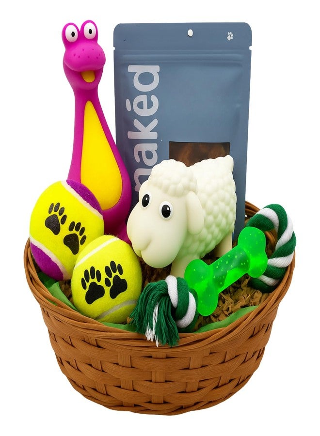 JOICE GIFT Dog Gift Basket with Assorted Toys – Includes Squeaky Plush, Tennis Balls, Rope Toy & Treats – Perfect for Small to Medium Dogs – Fun and Durable Playtime Set - Image 1