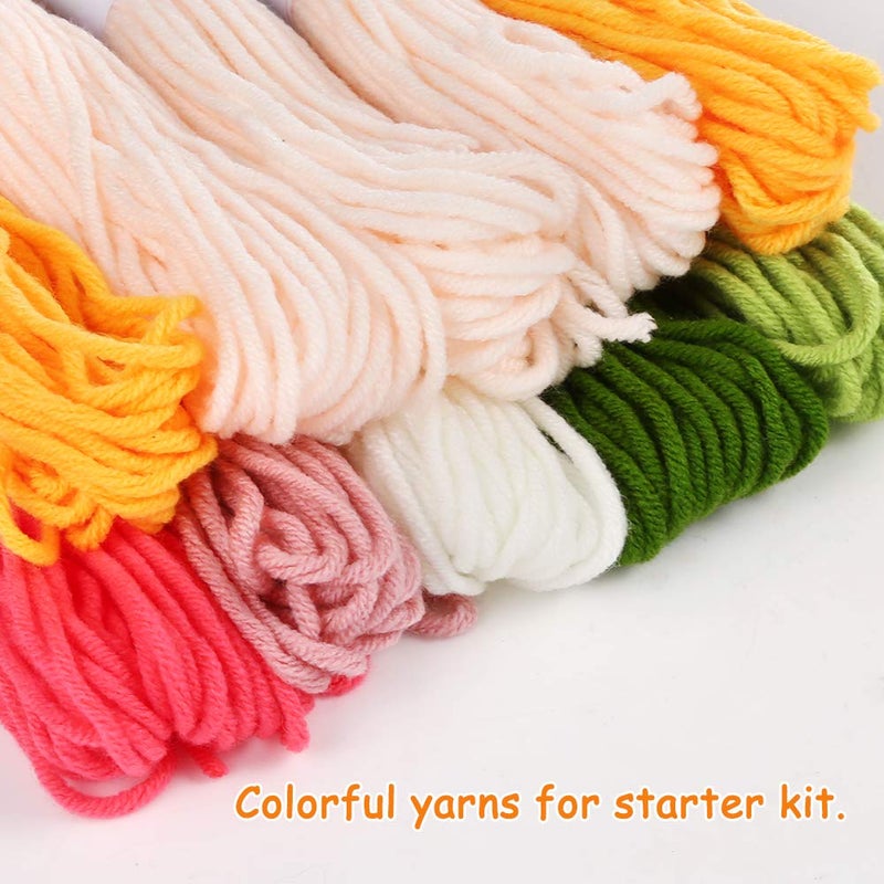 Pllieay Punch Needle Embroidery Starter Kits for Kids and Adults Beginners, Include Instructions, Punch Needle Fabric with Floral Pattern, Yarns, Embroidery Hoops and Threader Tools - Image 4