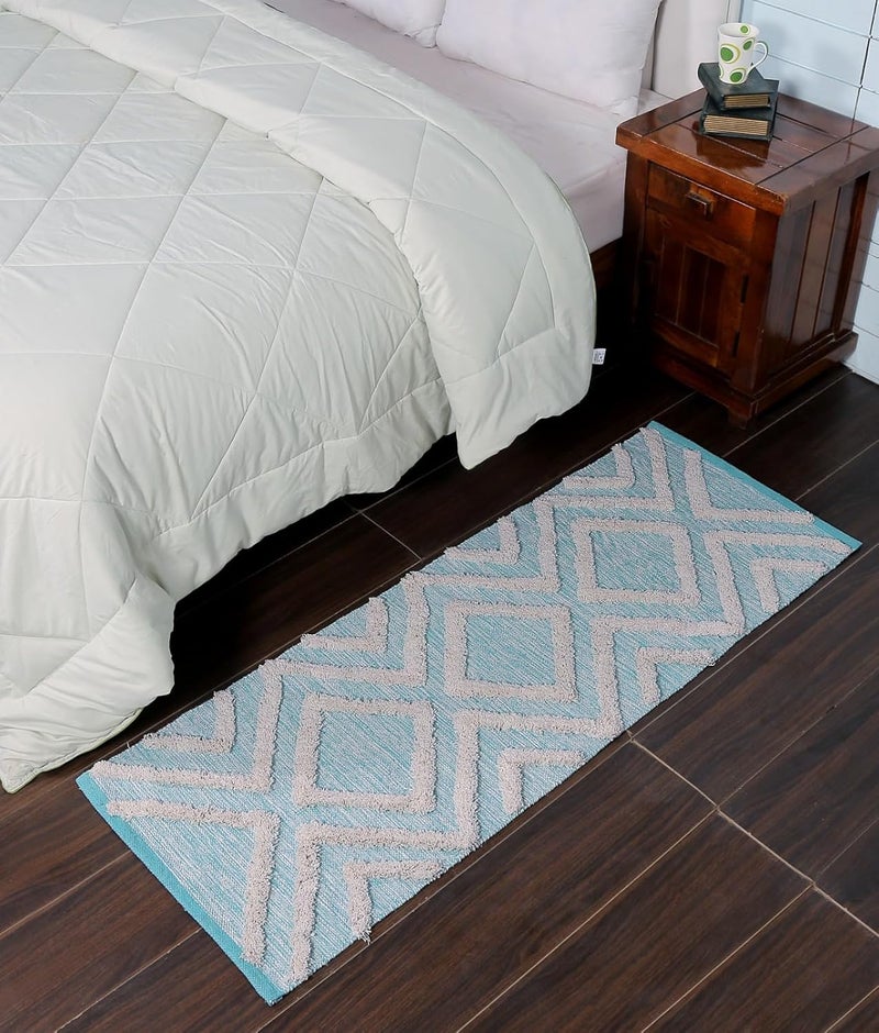 STONEMUNK ® Runner for Living Room | 22x60 Inch | Indoor Floor Rugs for Bedroom | Suitable for Home or Office | Runner for Kichen | Machine Washable Carpet | Cotton Runner - (Sky - T) - Image 1