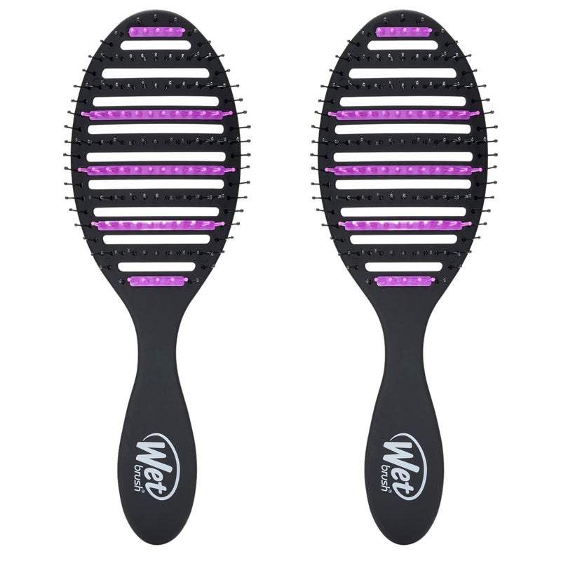 Wet Brush Refresh and Extend Speed Dry Black Detangling Hair Brush Vented Design Ultra Soft HeatFlex Bristles Are Blow Dry Safe Removes Dirt Excess Oils ImpuritiesCharcoal Bristles Pack of 2