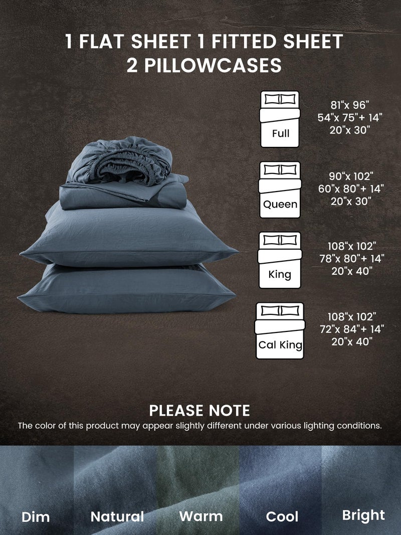 SLEEP ZONE Queen Sheet Set - Bed Sheets for Queen Size Bed Set - Washed Microfiber - 4 Piece Hotel Luxury Bedding Sheets with Fitted Sheet, Flat Sheet & 2 Pillowcases - Deep Pocket (Flint Stone Blue) - Image 5