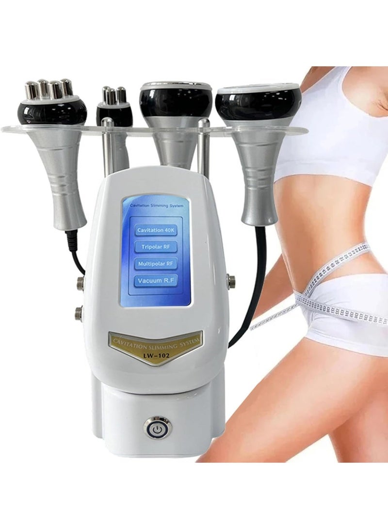 Portable 4-in-1 Radiofrequency Vacuum Liposuction Device - Professional radiofrequency skin tightening, multi-polar vacuum system, suitable for whole body and face fat reduction and tightening, non-invasive fat reduction, suitable for spa centers/home facial care devices (white). - Image 1