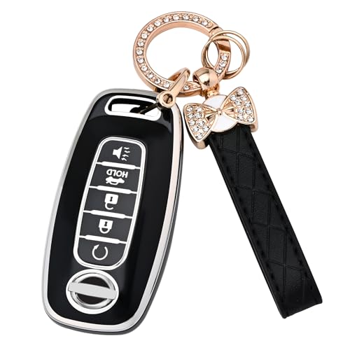 JAMCARI Key Fob Cover for Nissan 5 Buttons Soft TPU Key Fob Case for 2023 2024 Pathfinder Rogue Versa kicks 2025 Sentra Patrol Armada Full Protection Smart Remote Key Shells Black - Image 1