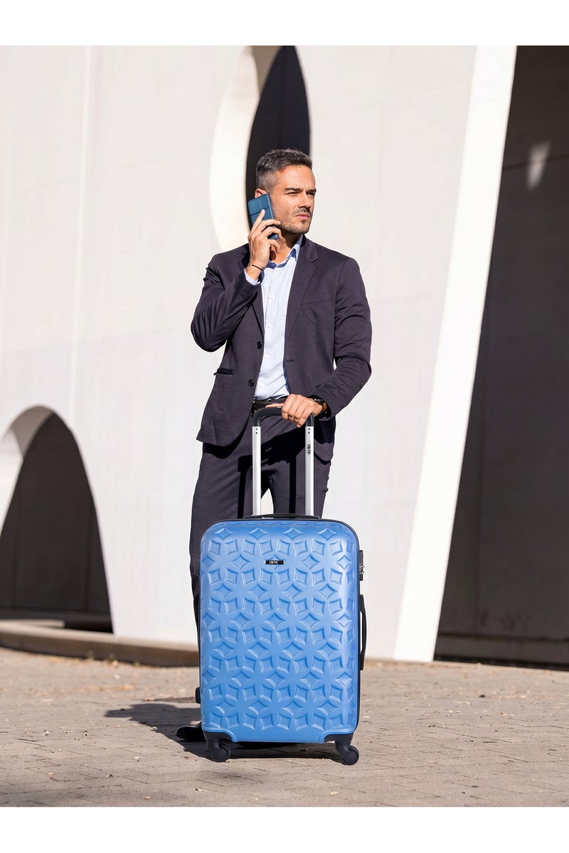 KTMC ABS Luggage 24 inches Checked Suitcases, KTMC-9191 Sky Blue - Image 5