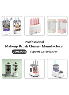 LDQ USB-Powered Makeup Brush Cleaner and Dryer, Electric Automatic Cosmetic Brush Washer With Integrated Drying Rack, Alcohol-Free,Sleek Transparent Design With Metallic Accents, Includes 4 soft Bristle Brushes, Automatic Brush Dryer  - Image 2