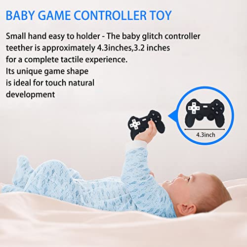 BIGSPINACH Cool Remote Game Control Teething Toy for Babies 0-6 6-12 Months,Game Controller Teether for Gamer Parents,Baby's First Valentines Day Gifts,Silicone Remote Chew Toys（Black - Image 3
