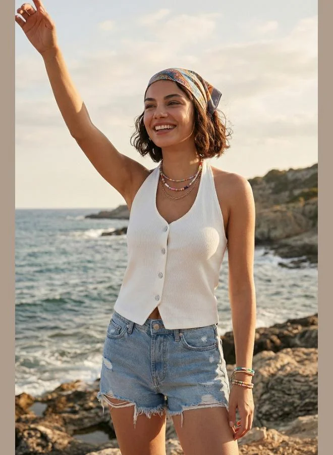 ليلا Lela Fitted Halter Neck Backless Vest Women's Vest 5866515