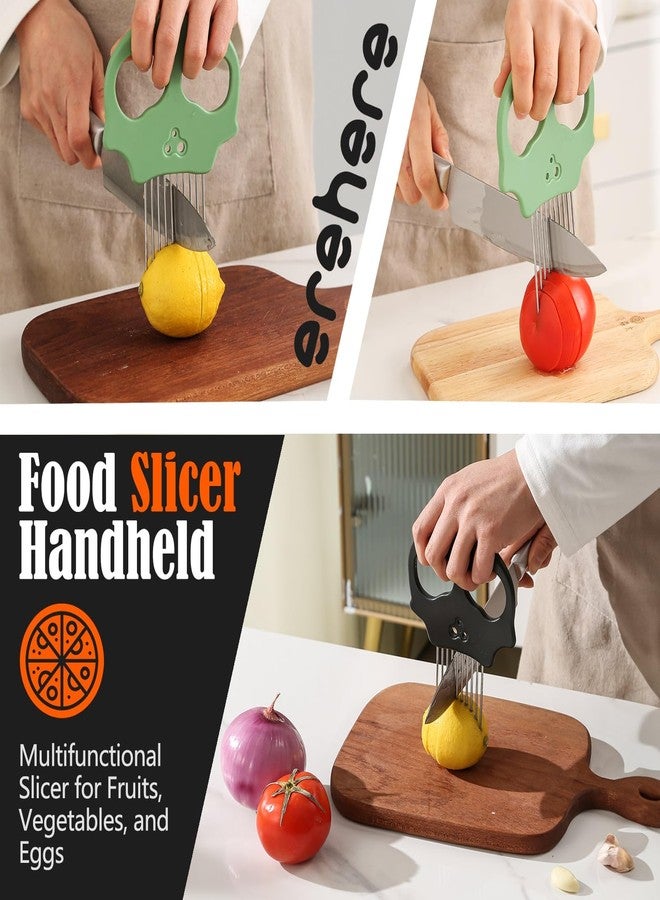 Erehere Stainless Steel Onion Cutter & Egg Slicer - Multi-Function Vegetable Cutter and Herb Stripper for Avocados, Tomatoes, and Potatoes (Green) - Image 2