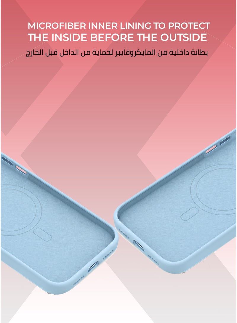 زوندا كفر بيور ايفون 17 برو ماكس ماج سيف لون ازرق سماوي - بطانة داخلية من المايكروفايبر لحماية من الخدوش،إطار كاميرا معدني مرتفع لحماية العدسة، مصنوع من السيليكون السائل مع طبقة مقاومة  للبصمات، متوافق مع ملحقات MagSafe - Image 3