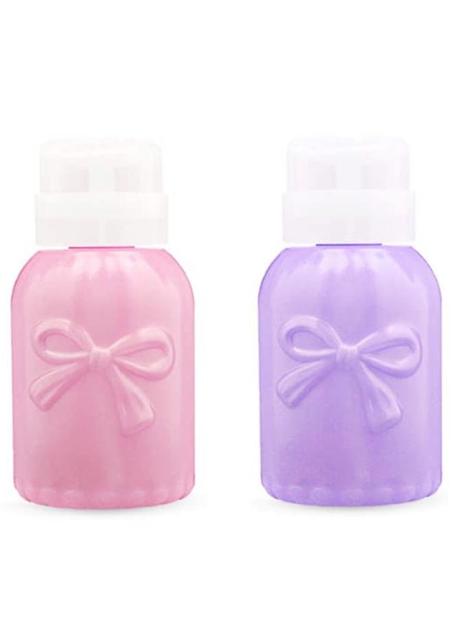 HLLMX 2 PCS Nail Polish Remover Pump Empty Dispenser Bottle for Alcohol Push Down Pump Dispenser Lockable Dispenser Bottle for Nail Polish Remover Makeup Remover Toner Etc - Image 1
