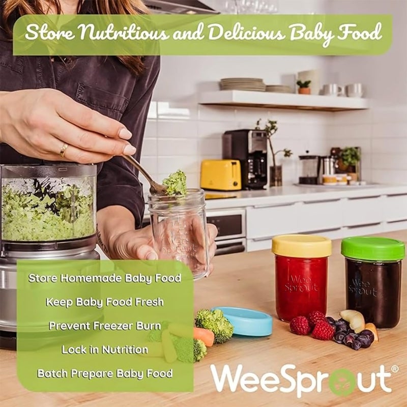 WeeSprout برطمانات تخزين طعام الأطفال مع أغطية (4/8 أونصة، 12 عبوة) - Image 4