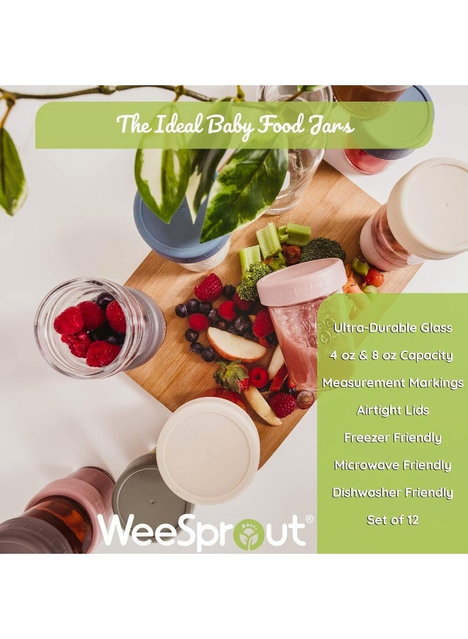 WeeSprout برطمانات تخزين طعام الأطفال مع أغطية (4/8 أونصة، 12 عبوة) - Image 3