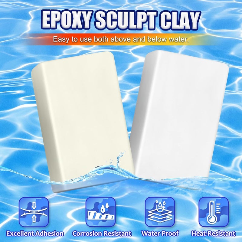 Limino Pool Putty - 2 Part Epoxy Pool Putty for Leaks Underwater or Above, 12oz Pool Leak Sealer for Fixing Leaks, Cracks, Epoxy Pool Repair Kit for Tile, Concrete, Fiberglass, Cement and Other Surfaces - Image 3