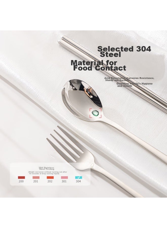GRASEY Guangyi 304 Stainless Steel Chopsticks, Spoon, And Fork Set, Portable Cutlery Set With Storage Box, Four-piece Set Gy7358 - Image 2