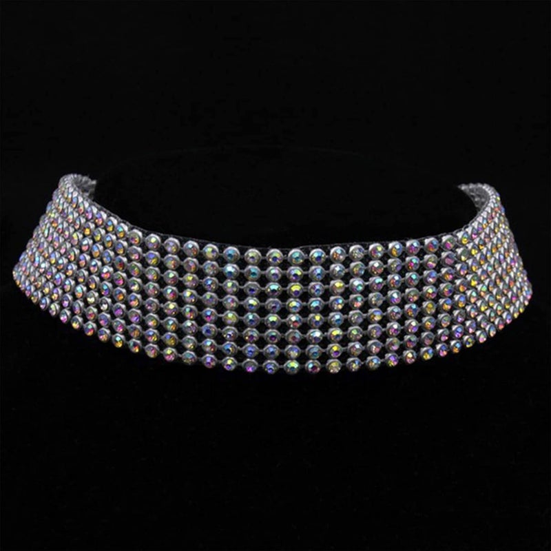 jellyflow Rhinestone Choker Necklaces Silver Sparkling Diamond Choker Crystal Rhinestone Necklace for Women,Color 3.8cm - Image 3