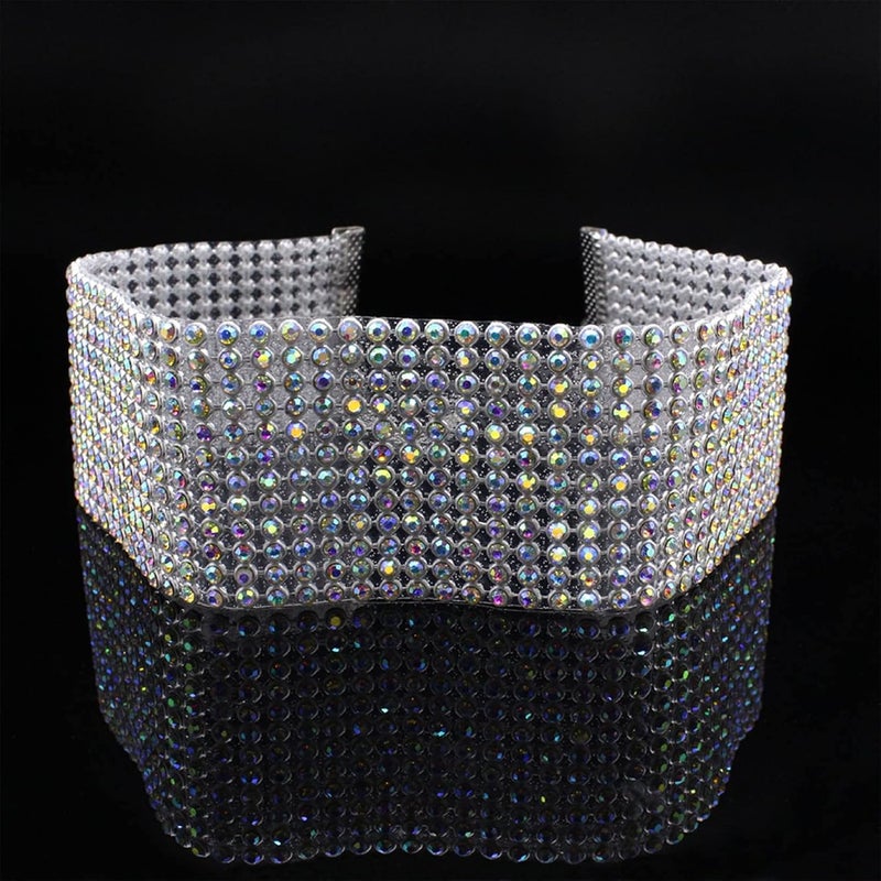 jellyflow Rhinestone Choker Necklaces Silver Sparkling Diamond Choker Crystal Rhinestone Necklace for Women,Color 3.8cm - Image 1