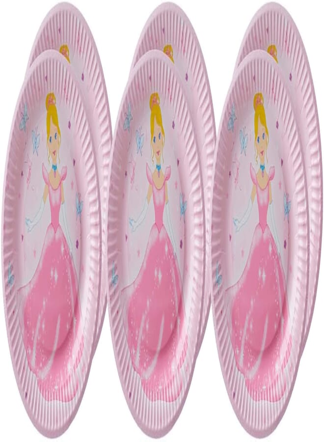 Party Princess Print Paper Party Plates Set 6 Pieces - 7 Inch