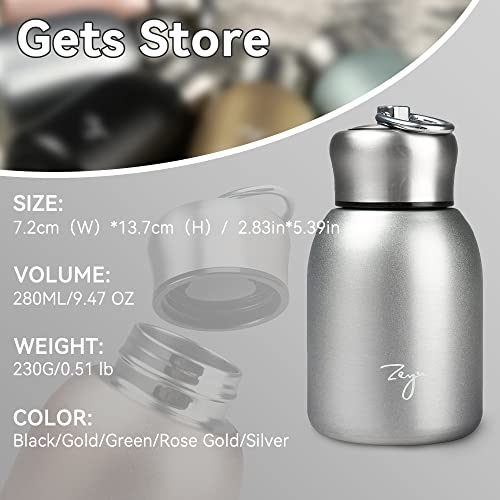 Gets Mini 9 oz Stainless Steel Water Bottle, 280ML Vacuum Insulated Water Bottle Leak Proof Sport Tumbler Cup Hot and Cold Water Bottle (Silver) - Image 3