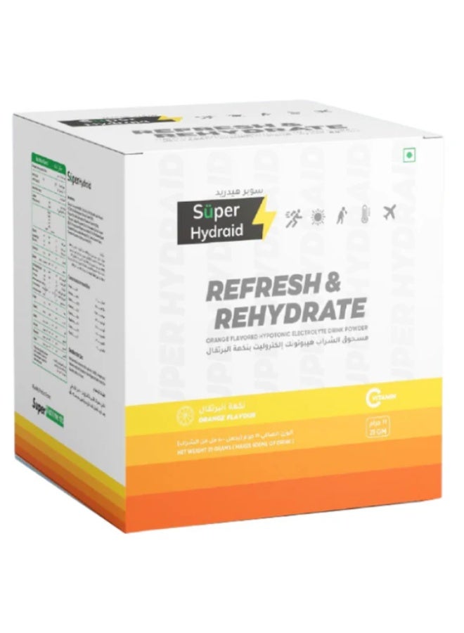 Super Hydraid Refresh&Rehydrate Orange Flavoured Sachets 10X21g - Image 2