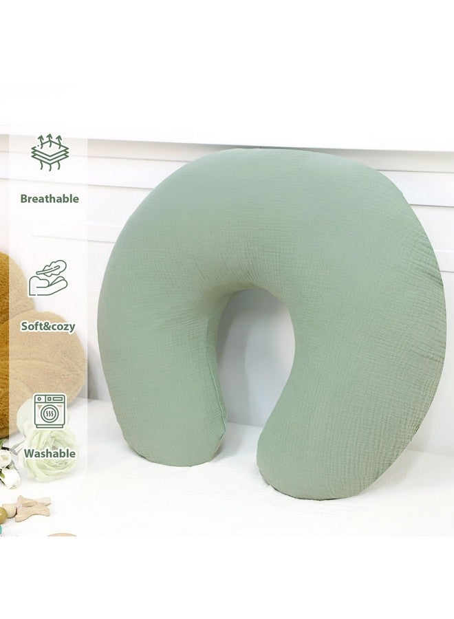 Hooyax Muslin Nursing Pillow Cover, Soft Breathable Feeding Slipcover for Breastfeeding Moms, Stretchy Removable Infant Pillow Cover for Boy and Girls (Green) - Image 4