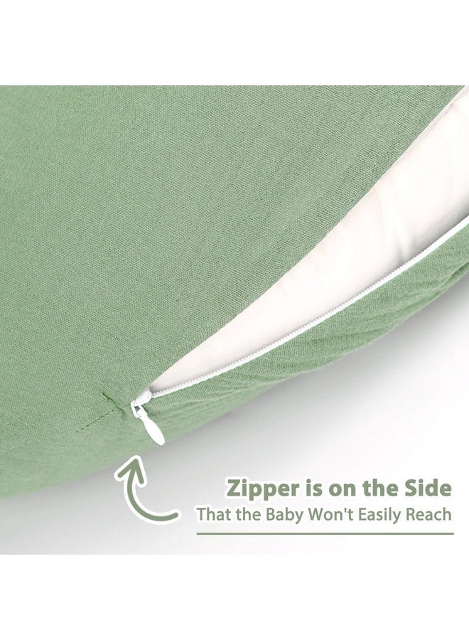 Hooyax Muslin Nursing Pillow Cover, Soft Breathable Feeding Slipcover for Breastfeeding Moms, Stretchy Removable Infant Pillow Cover for Boy and Girls (Green) - Image 3