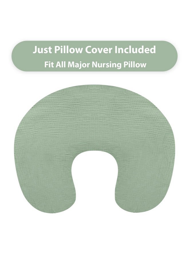 Hooyax Muslin Nursing Pillow Cover, Soft Breathable Feeding Slipcover for Breastfeeding Moms, Stretchy Removable Infant Pillow Cover for Boy and Girls (Green) - Image 2