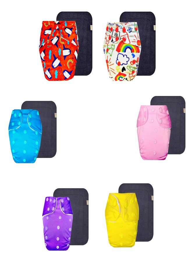 حفاضات دمبلدو القماشية الممتازة مع حشوة رمادية (عبوة من 6 قطع) | ناعمة ولطيفة | مانعة للتسرب | مناسبة للسفر | مثالية للأطفال الصغار | من 3 أشهر إلى 3 سنوات | للجنسين - Image 1