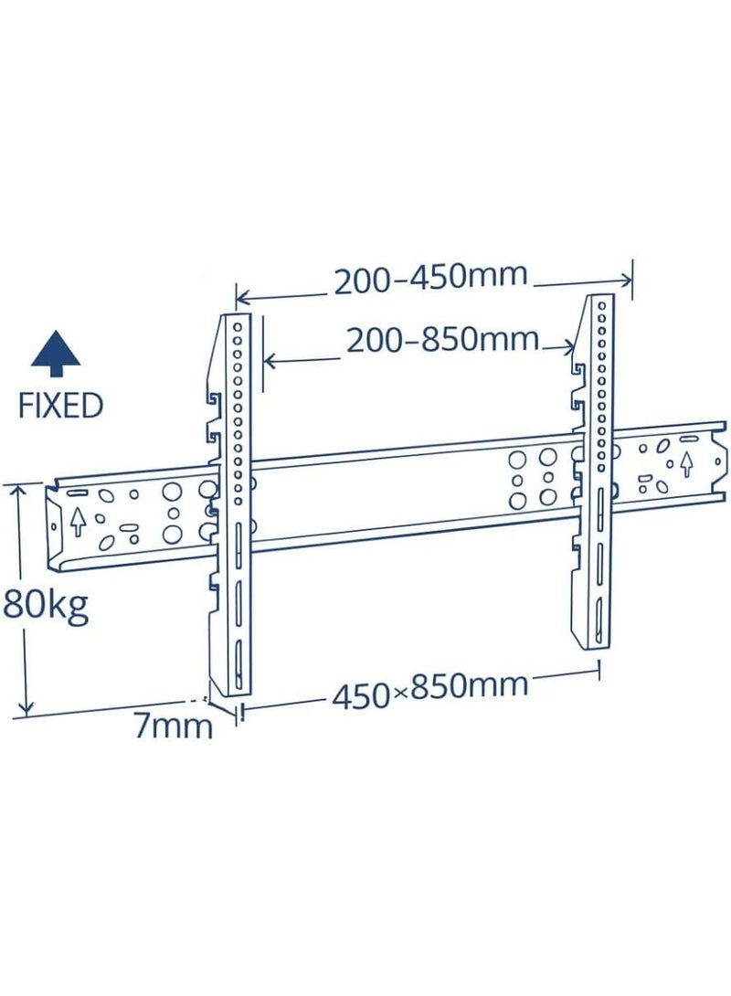 فونتيك حامل تلفزيون ثابت للتثبيت على الحائط بتصميم قوي مع قفل لشاشات LCD و LED من 50 إلى 100 بوصة متوافق مع VESA من 200 × 200 إلى 450 × 850 يتحمل حتى 80 كجم باللون الأسود - Image 4