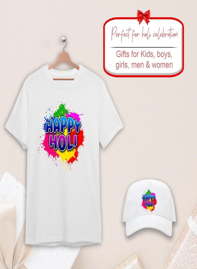 SAVRI Holi T shirt and Cap (IN, Alpha, L, Regular, White) - Image 5