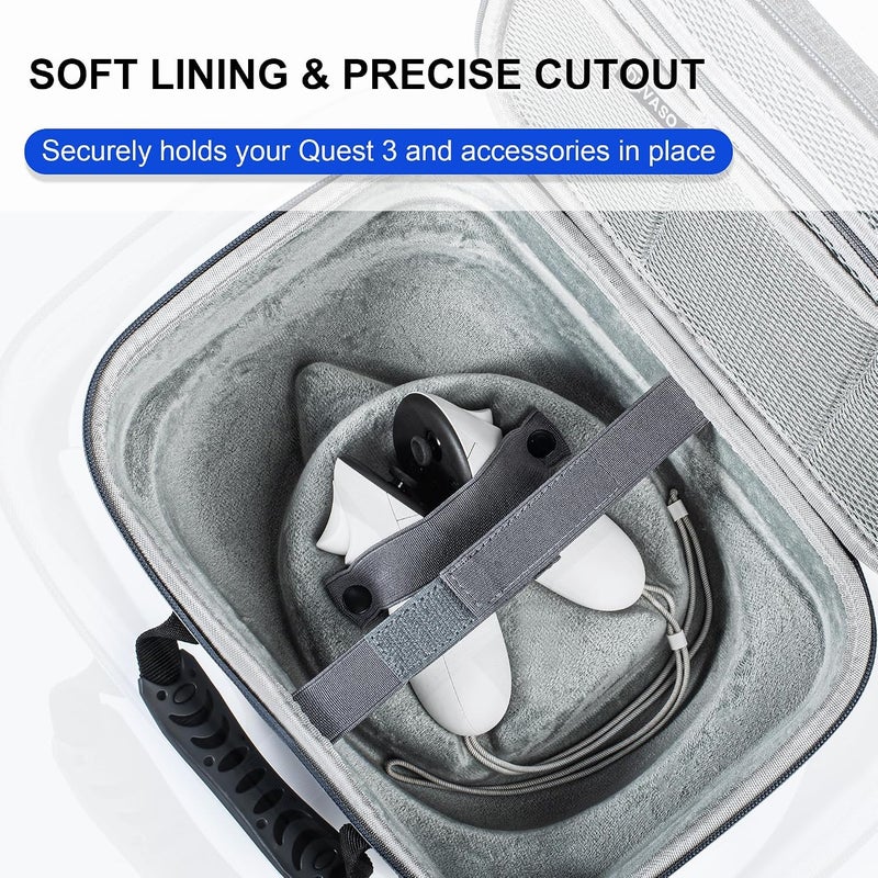 MAKINGTEC Carrying Case for Meta Quest 3, Travel Storage Case for Oculus Quest 3 with Elite Strap, Controllers and Other Accessories, Hard Case and Soft Lining for Travel and Storage - Image 4