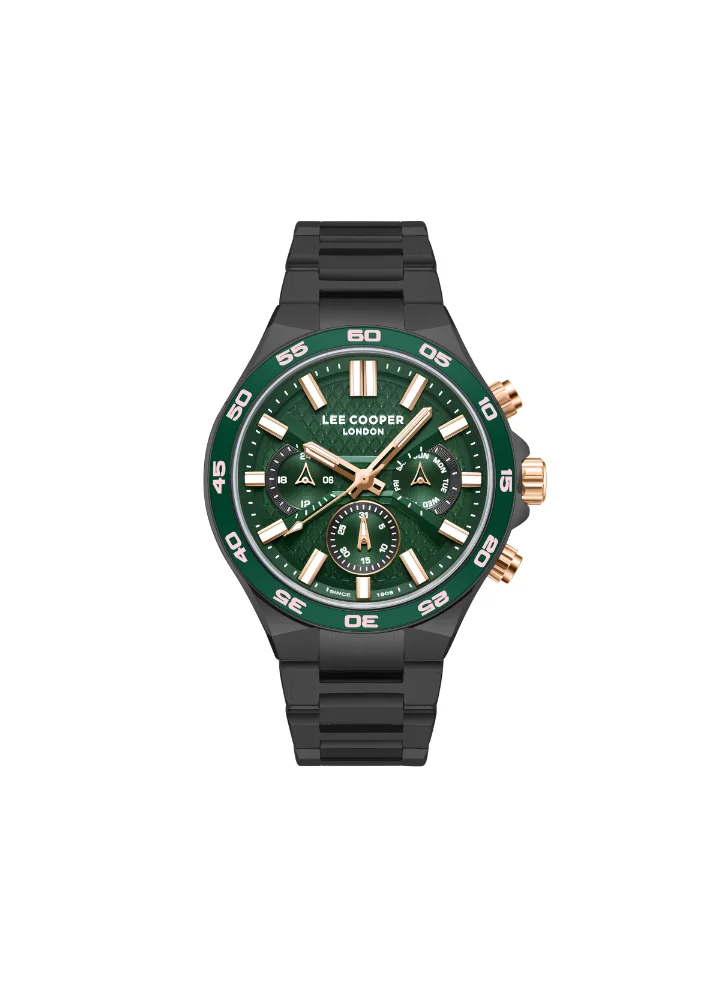لي كوبر Men's Multi Function Display Watch With Gray Metal Strap - LC08067.070