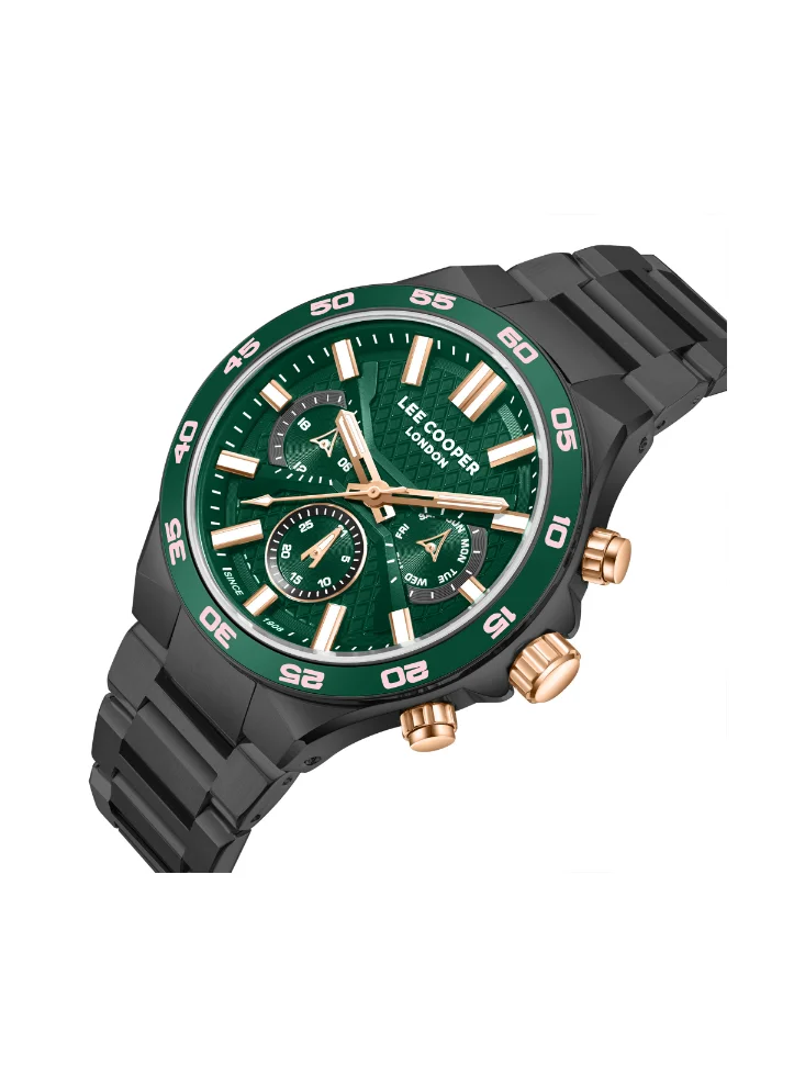 لي كوبر Men's Multi Function Display Watch With Gray Metal Strap - LC08067.070