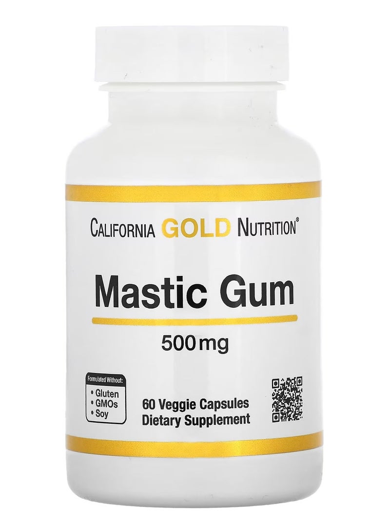 California Gold Nutrition Mastic Gum 500mg – Natural Digestive & Stomach Support Supplement (60 Veggie Capsules) - Image 1