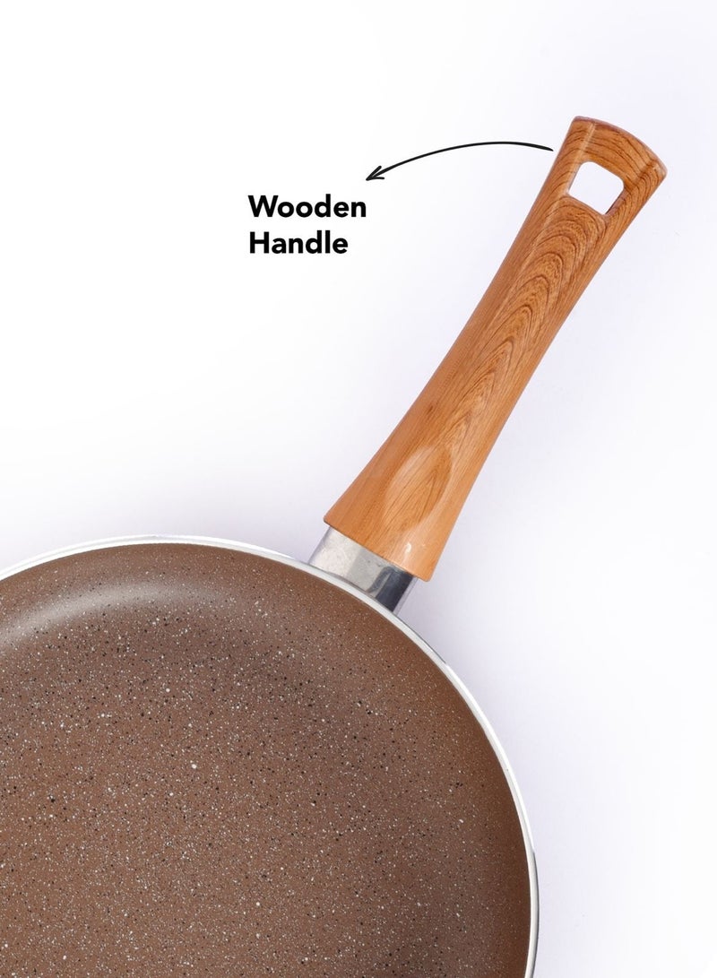 Grandi Granite Coated Pots And Pans Cookware Titanium  Set 13 PCS With Non-Stick Surfaces, Bakelite Handles, glass Lids , PFOA Free- Brown - Image 5