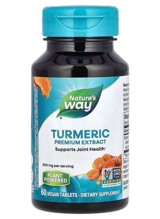 Nature's Turmeric Premium Extract 500 mg 60 Vegan Tablets 