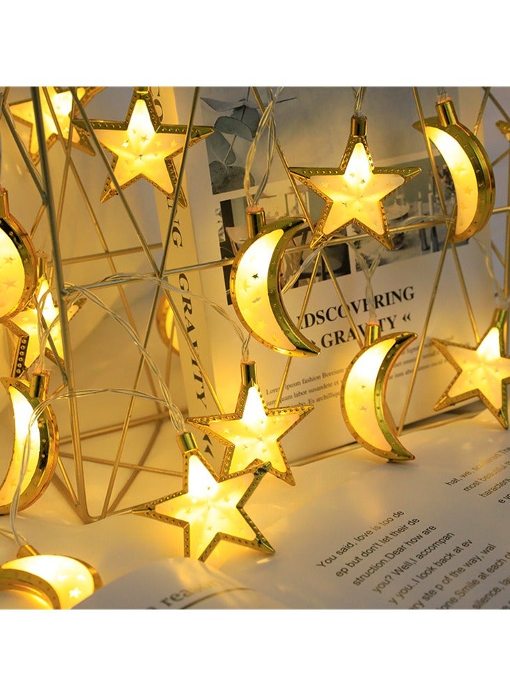 Moon Star Fairy String Light Battery Operated Ramadan Decoration 10 Moon 10 Star Warm White for Home Decoration Eid Decoration Ramadan Decoration - Image 2
