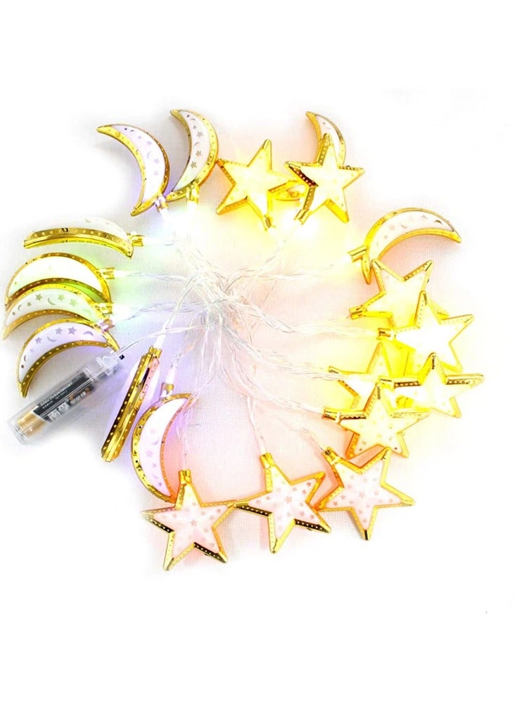 Moon Star Fairy String Light Battery Operated Ramadan Decoration 10 Moon 10 Star Warm White for Home Decoration Eid Decoration Ramadan Decoration - Image 4