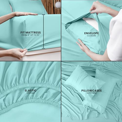 Utopia Bedding Full Bed Sheets Set - 4 Piece Bedding - Brushed Microfiber - Shrinkage and Fade Resistant - Easy Care (Full, Spa Blue) - Image 5
