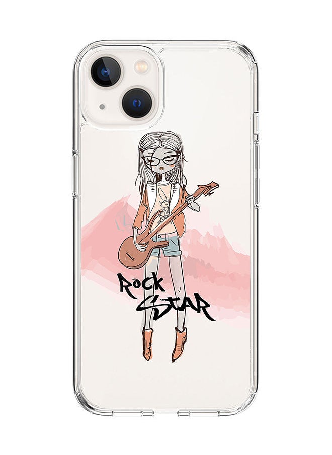 Stylizedd Classic Clear Case for Apple iPhone 14 Hybrid Soft Case Flexible Edges Anti Drop TPU PC Gel Thin Transparent Cover [ Designed for Apple iPhone 14 ] - Rockstar Girl  - Image 1