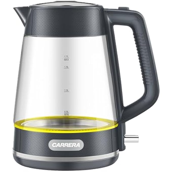 كاريرا غلاية زجاجية Crr649 غلاية كهربائية 2200 واط مع إبريق زجاجي مقاوم للحرارة سعة 17 لترًا ووحدة تحكم Strix وخاصية الحماية من الغليان والجفاف - Image 1