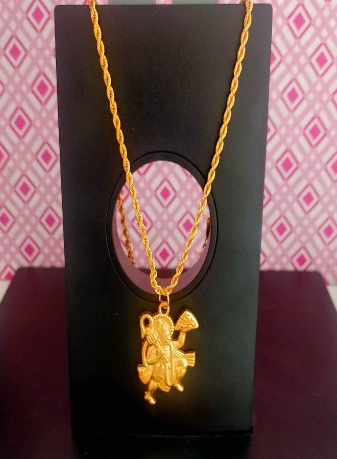 Sullery Religious Jewelry Pawan Putra Hanuman Bajrangbali Gold Brass,Zinc Metal 01 Necklace Pendant for Men and Women - Image 3