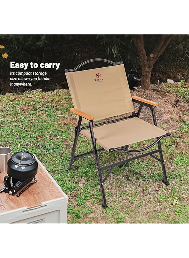 Toby's Folding Camping Chair For Adults Outside Heavy Duty Aluminum Alloy Frame with Armrest Comfortable (57x53x82cm) - Image 3