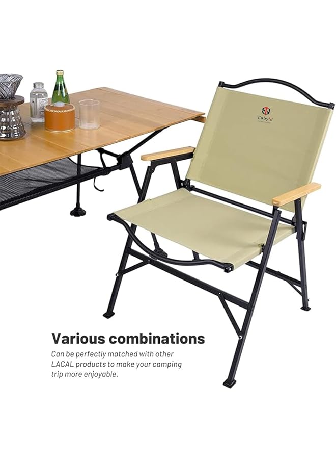 Toby's Folding Camping Chair For Adults Outside Heavy Duty Aluminum Alloy Frame with Armrest Comfortable (57x53x82cm) - Image 2