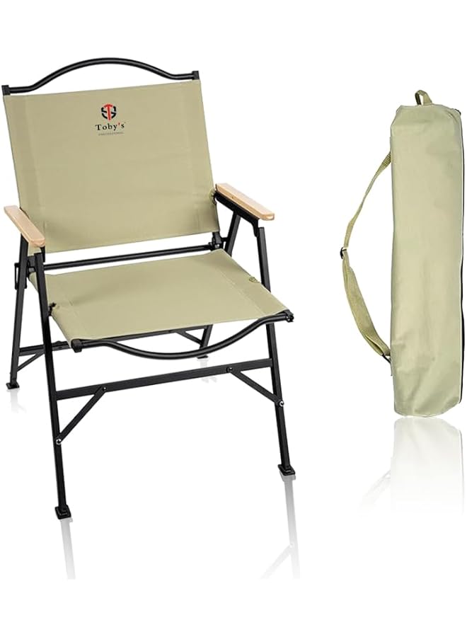 Toby's Folding Camping Chair For Adults Outside Heavy Duty Aluminum Alloy Frame with Armrest Comfortable (57x53x82cm) - Image 1